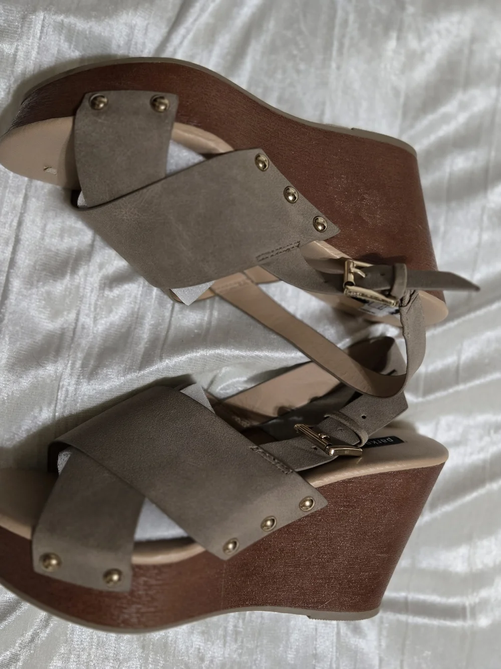 Wedge Slide Sandals in Taupe By Parker & Sky Size 8 NWOB!